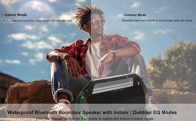 Portable Waterproof Speaker Bluetooth 5.3, Rugged 120W Loud Outdoor Boombox