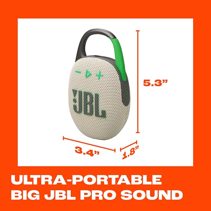 JBL Clip 5 - Ultra-Portable, Waterproof & Dustproof Bluetooth Speaker, Big Pro