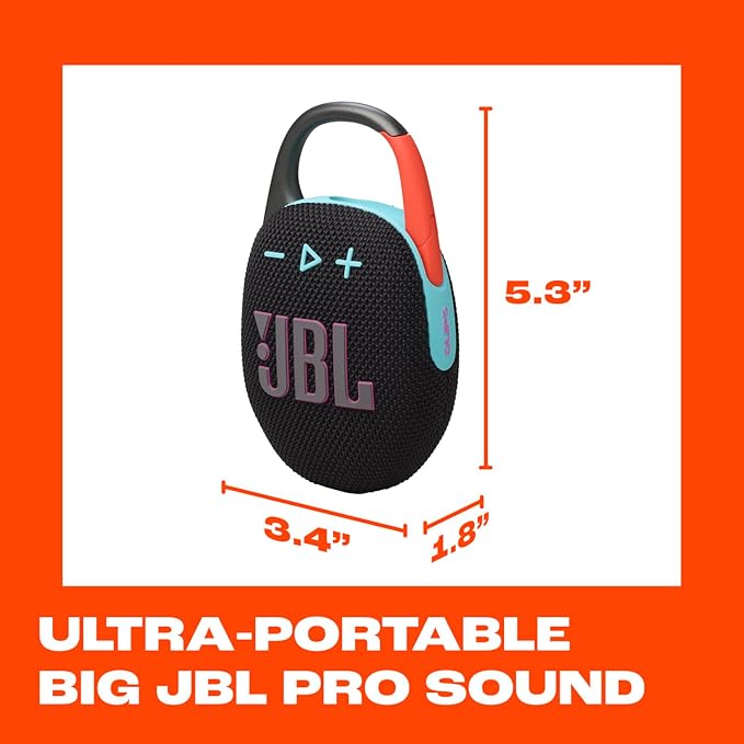 JBL Clip 5 - Ultra-Portable, Waterproof & Dustproof Bluetooth Speaker, Big Pro