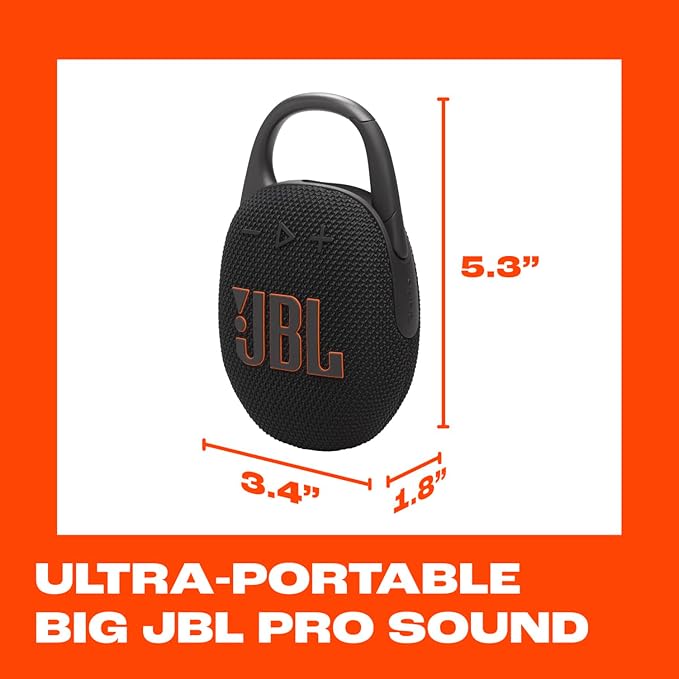 JBL Clip 5 - Ultra-Portable, Waterproof & Dustproof Bluetooth Speaker, Big Pro