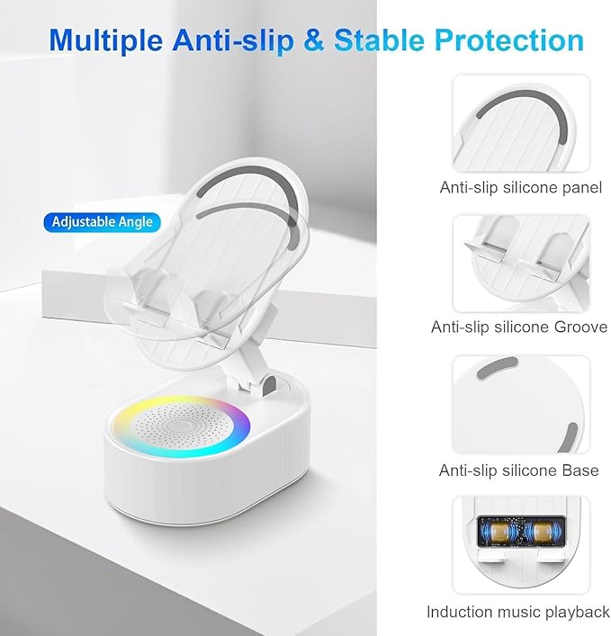 Wireless Induction Audio Bluetooth Speaker 5in1 Phone Holder Emergency