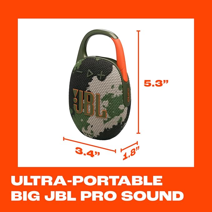 JBL Clip 5 - Ultra-Portable, Waterproof & Dustproof Bluetooth Speaker, Big Pro