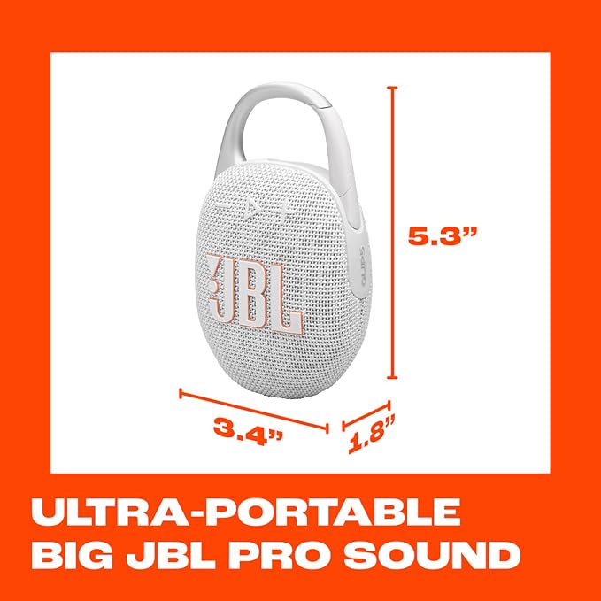 JBL Clip 5 - Ultra-Portable, Waterproof & Dustproof Bluetooth Speaker, Big Pro