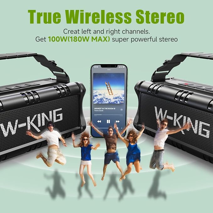 W-KING Bluetooth Speaker, 90W Max Loud Portable Speakers Bluetooth Wireless