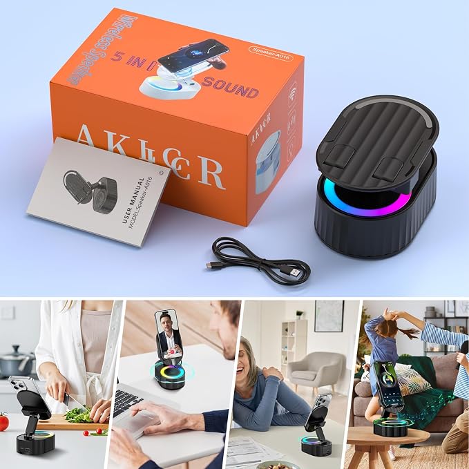 Wireless Induction Audio Bluetooth Speaker 5in1 Phone Holder Emergency
