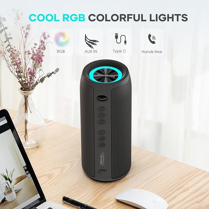 Bluetooth Speaker IPX6 Waterproof.Musibaby M88pro