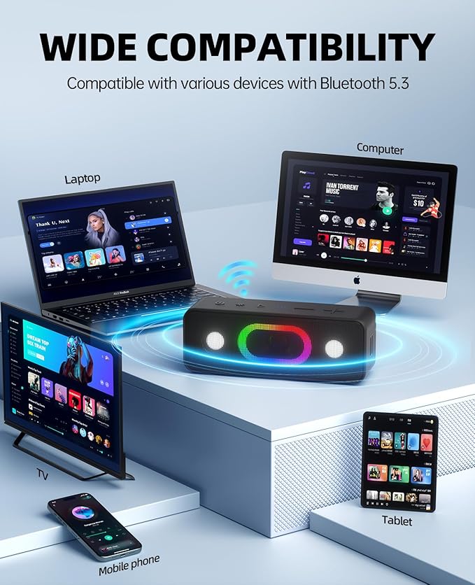 OHAYO Bluetooth Speaker, Wireless Portable Outdoor Speakers, Bold Sound and