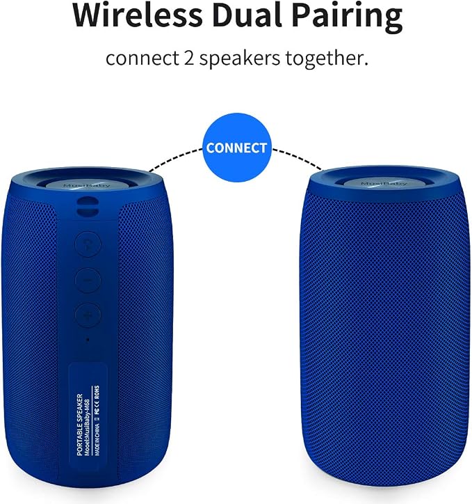 Bluetooth Speaker, MusiBaby Wireless, Waterproof, Portable Speaker, Dual Pairing