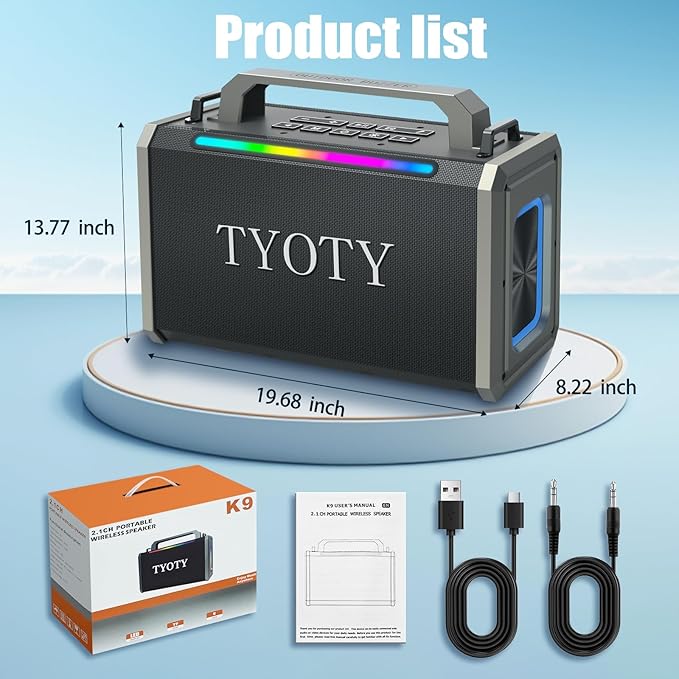 Portable Bluetooth Speaker 80W Loud Wireless Outdoor Stereo Sound Deep Bass