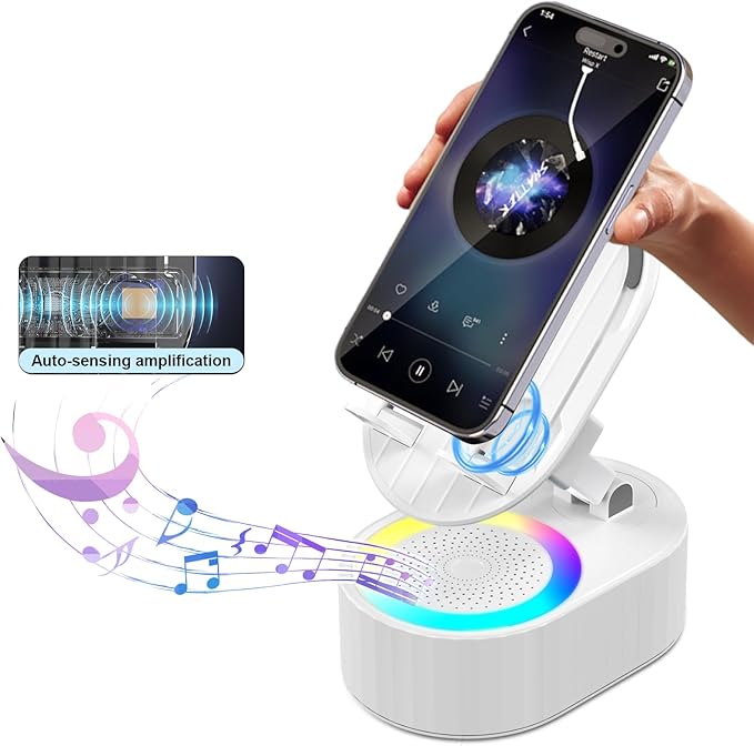 Wireless Induction Audio Bluetooth Speaker 5in1 Phone Holder Emergency