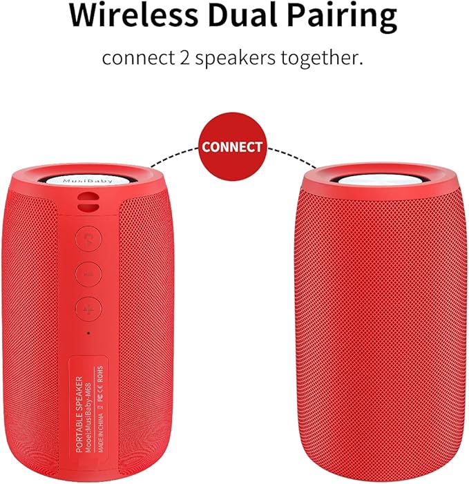 Bluetooth Speaker, MusiBaby Wireless, Waterproof, Portable Speaker, Dual Pairing