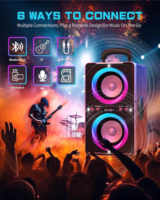 Bluetooth Speaker, 200W Loud Stereo