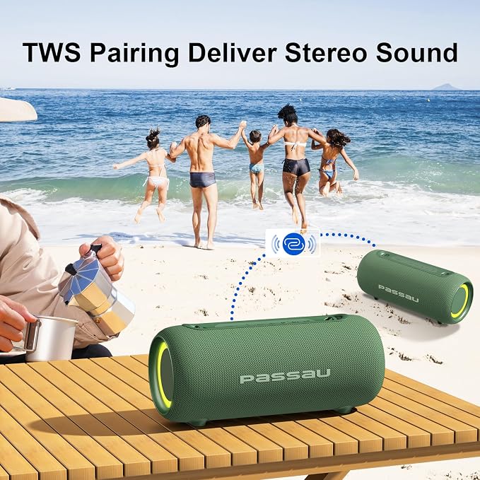 Passau Portable Bluetooth Speakers 40W Peak Loud Stereo Sound, Passive