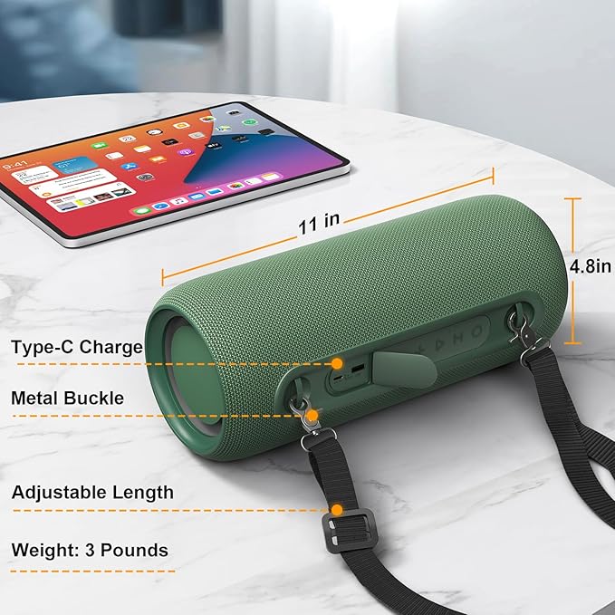 Passau Portable Bluetooth Speakers 40W Peak Loud Stereo Sound, Passive