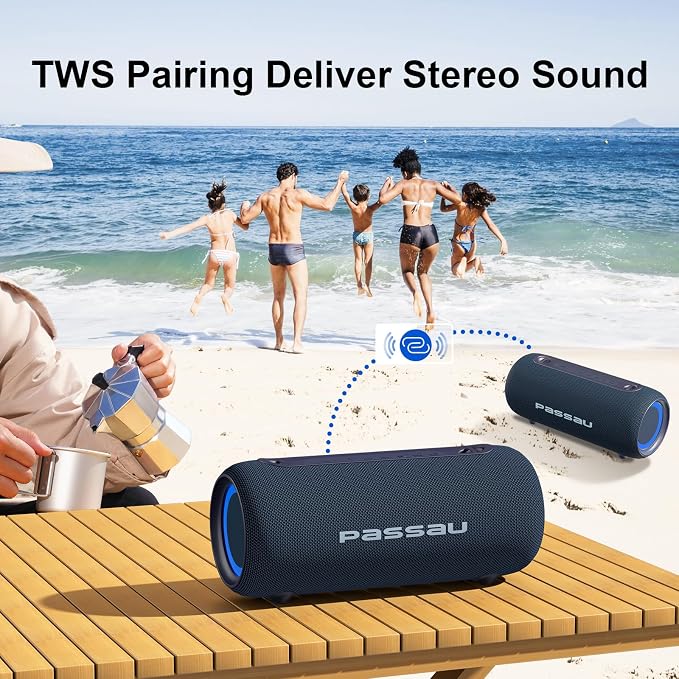 Passau Portable Bluetooth Speakers 40W Peak Loud Stereo Sound, Passive