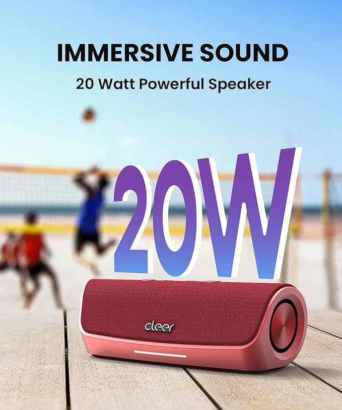 Cleer Scene Wireless Bluetooth Speaker, Stereo Wireless Pairing, Waterproof IPX7