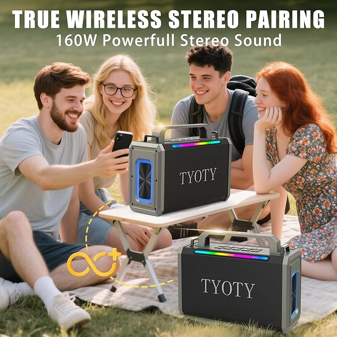Portable Bluetooth Speaker 80W Loud Wireless Outdoor Stereo Sound Deep Bass