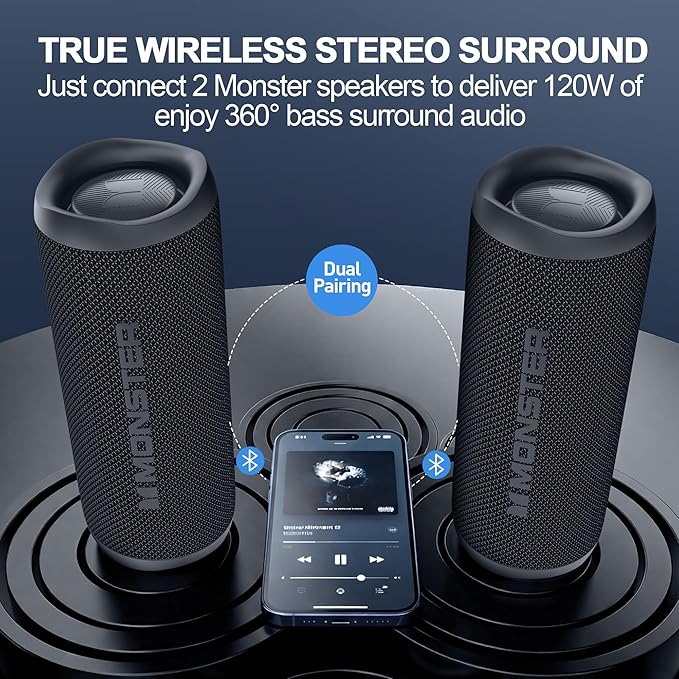 Monster Bluetooth Speaker, Wireless Portable Outdoor Bluetooth Speakers
