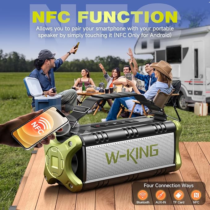 W-KING Bluetooth Speaker, 90W Max Portable Loud Speakers Wireless, IPX6