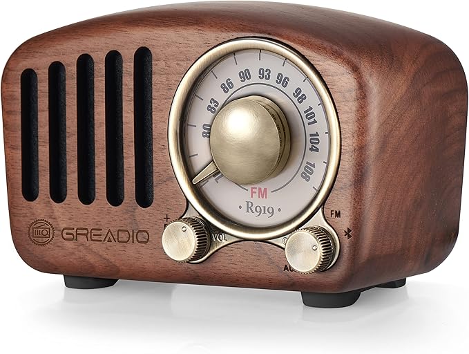 Vintage Radio Retro Bluetooth Speaker- Greadio Walnut Wooden FM Radio