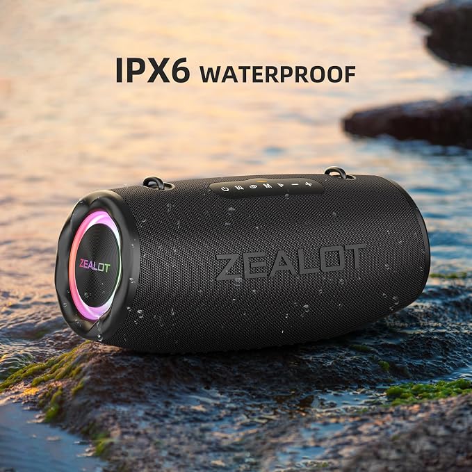 ZEALOT 80W Portable Bluetooth Speaker, Stereo Sound