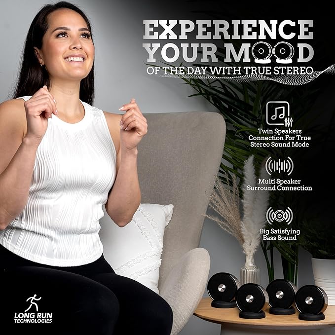 Bluetooth Speaker Set: Wireless Stereo Dual Pairing Portable Twin TWS System
