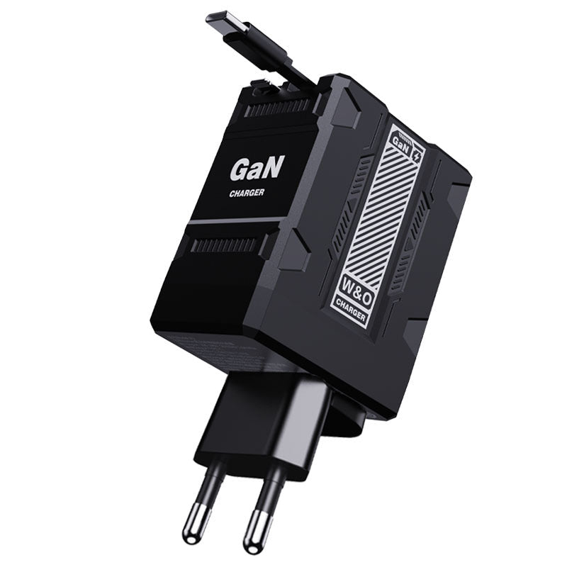 US-Spec Dual-Prong Retractable Cord Charger: All-Protocol Multi-Port Charger with Mecha-Style Design and GaN Technology