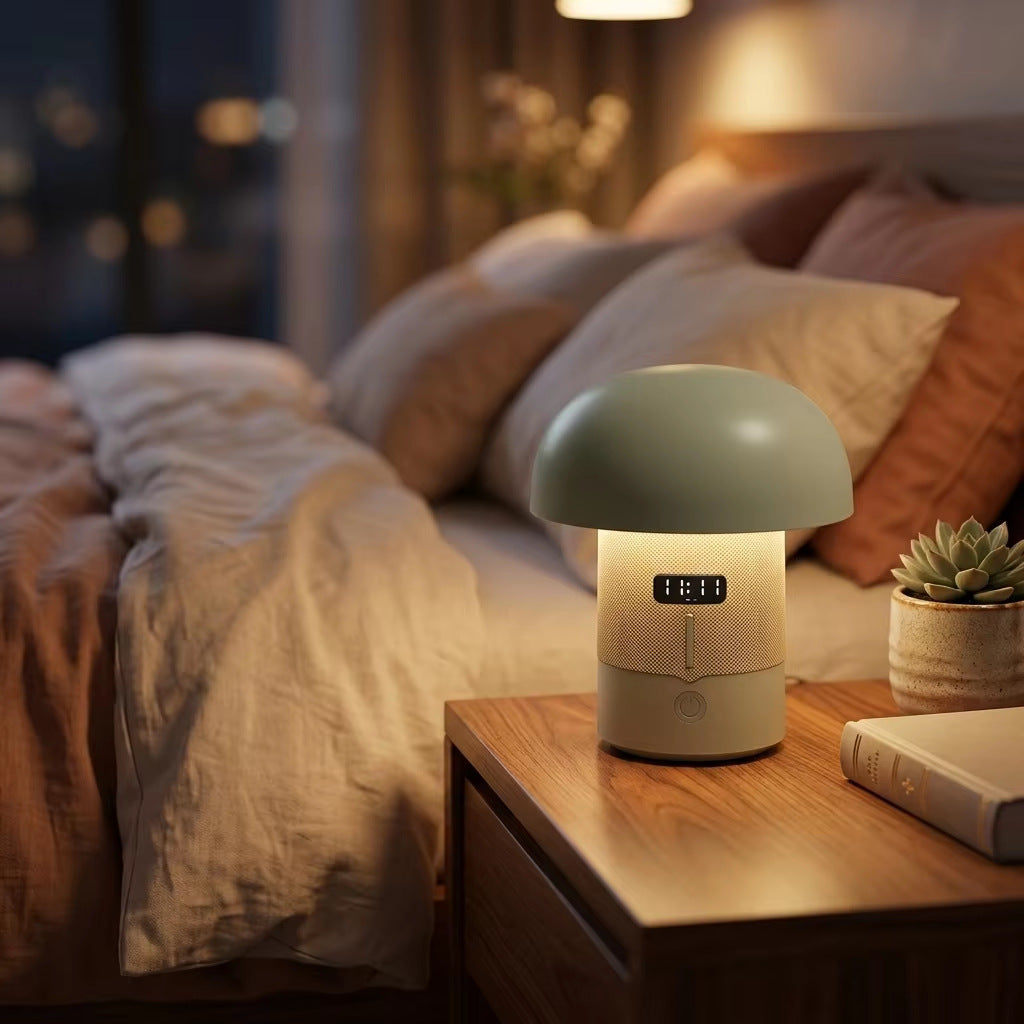 Cross-Border Bluetooth "Mushroom" Speaker, Ambient Night Light, Desk Clock—Creative, Trending Birthday Gift, Portable Charging Speaker