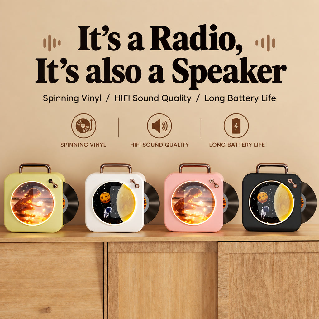 Star and Moon Mood Light, Dopamine Bluetooth Speaker, Birthday Gift, Vinyl Record Player, High-Quality Compact Wireless Speaker