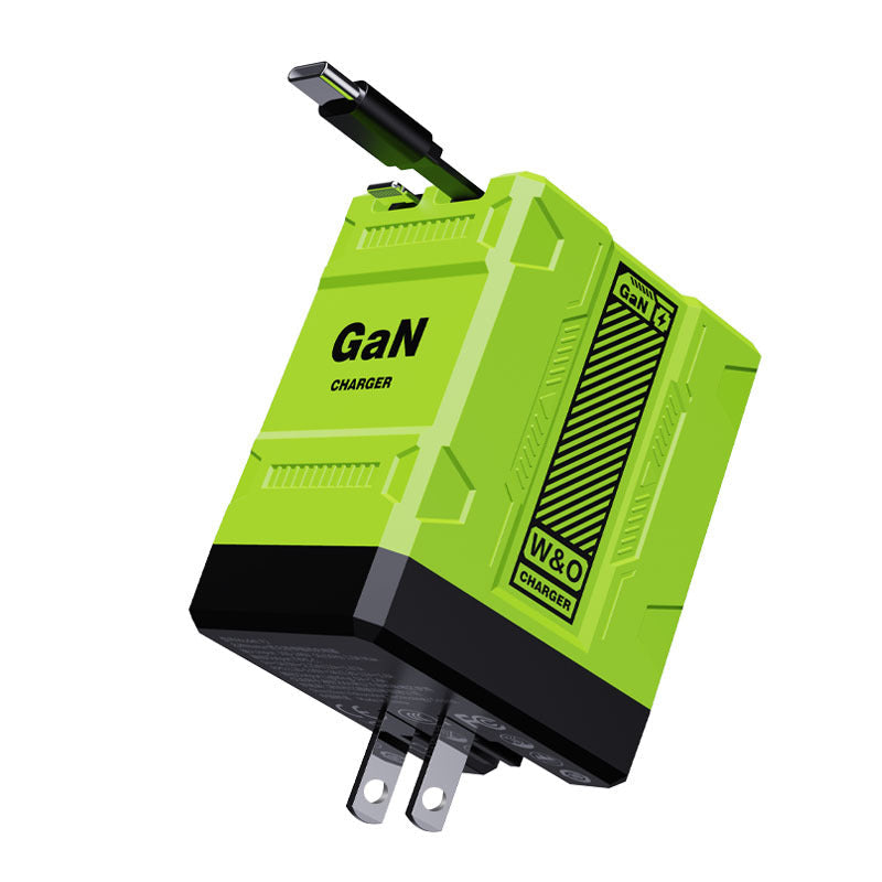 US-Spec Dual-Prong Retractable Cord Charger: All-Protocol Multi-Port Charger with Mecha-Style Design and GaN Technology