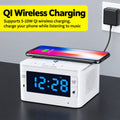 Cyboris Multifunctional T8 Wireless Charging USB Clock, Alarm Clock, Speakerphone, Radio, and Wireless Bluetooth Speaker