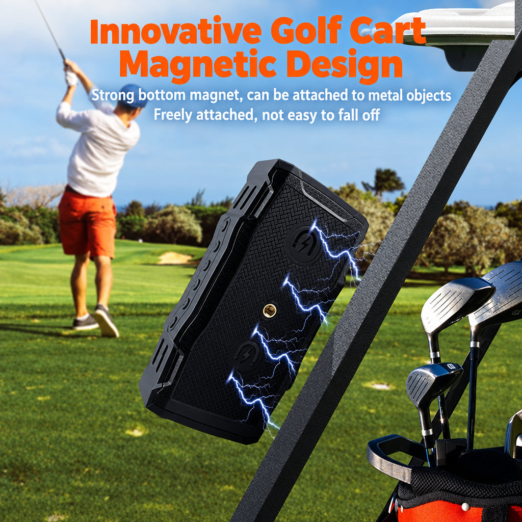 Cyboris Custom-Molded Magnetic Golf 30W Wireless Bluetooth Speaker with Outdoor Lighting, Rugged, Waterproof, Dustproof, and Shockproof, Portable Bike Mount