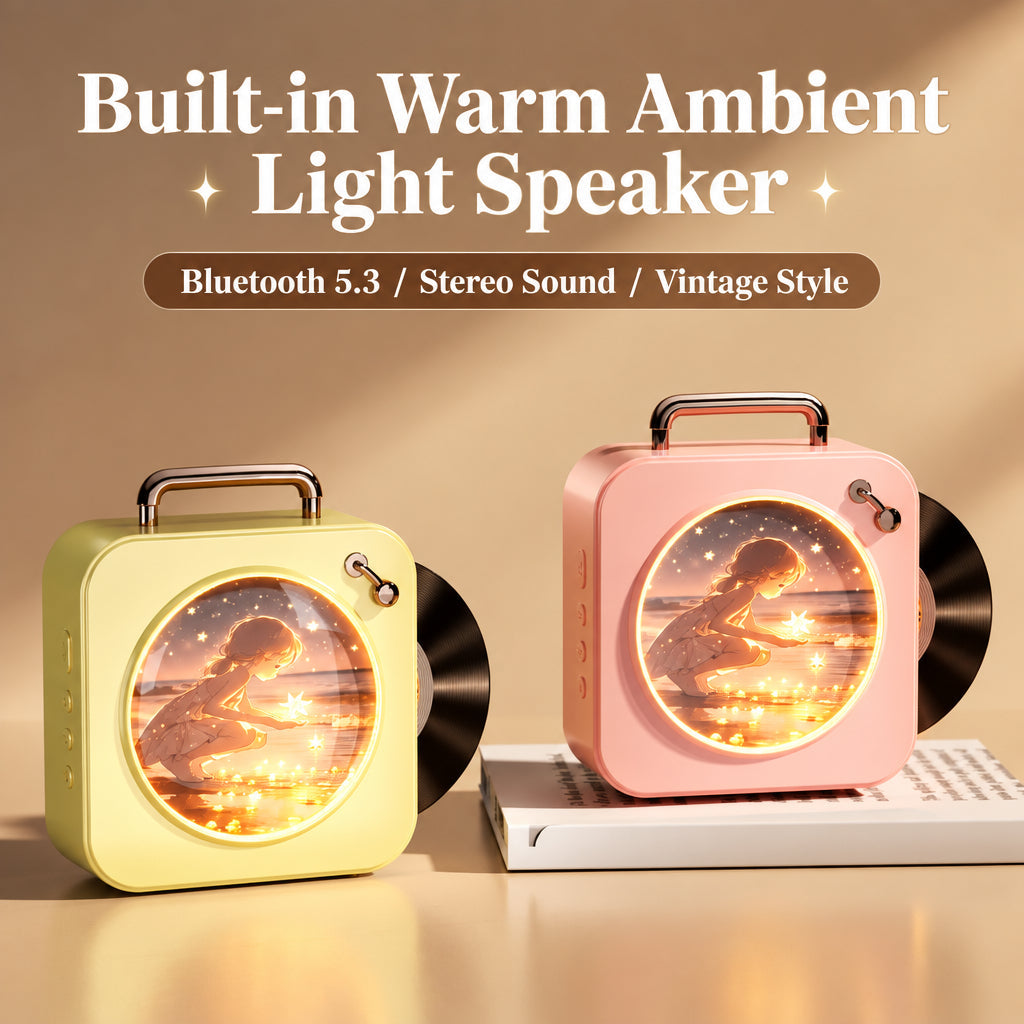 Star and Moon Mood Light, Dopamine Bluetooth Speaker, Birthday Gift, Vinyl Record Player, High-Quality Compact Wireless Speaker