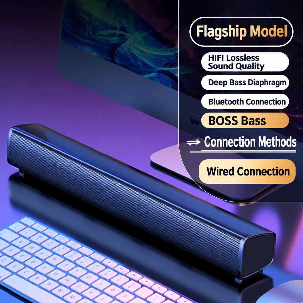 Newman Desktop Computer Speaker System—Small Home Mini Speaker, Desktop Wired Bluetooth Subwoofer, Laptop Speaker