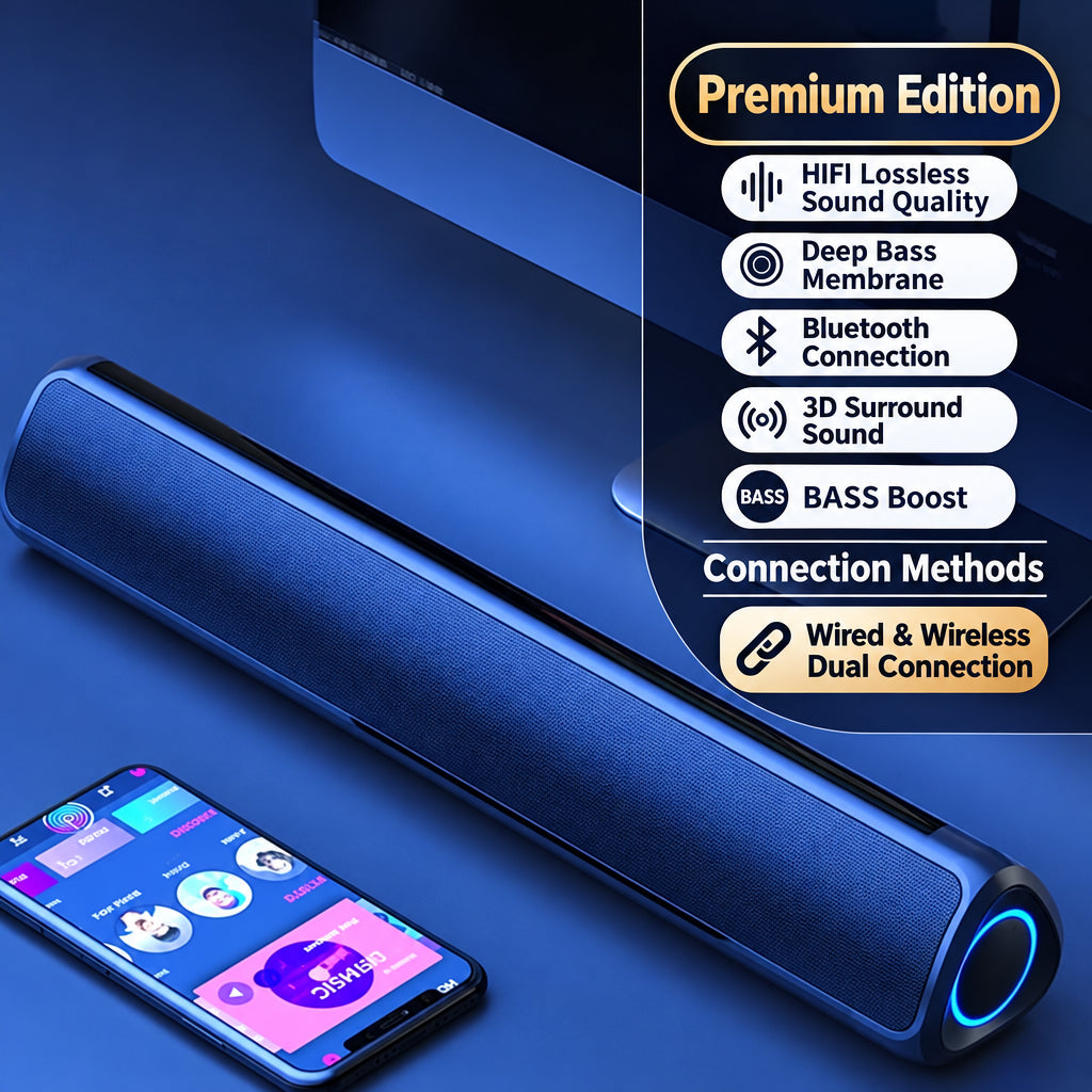 Newman Desktop Computer Speaker System—Small Home Mini Speaker, Desktop Wired Bluetooth Subwoofer, Laptop Speaker
