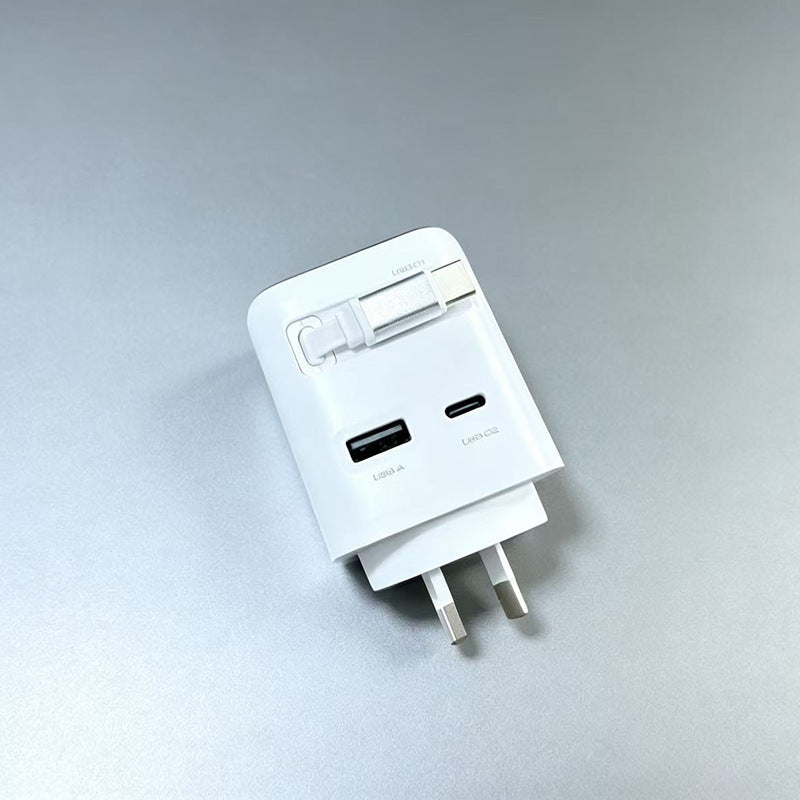 US-Spec 70W Digital Display Charging Adapter with Built-in Cable, GaN Multi-Port PD Fast Charging, USB-C Port, Desktop Charger