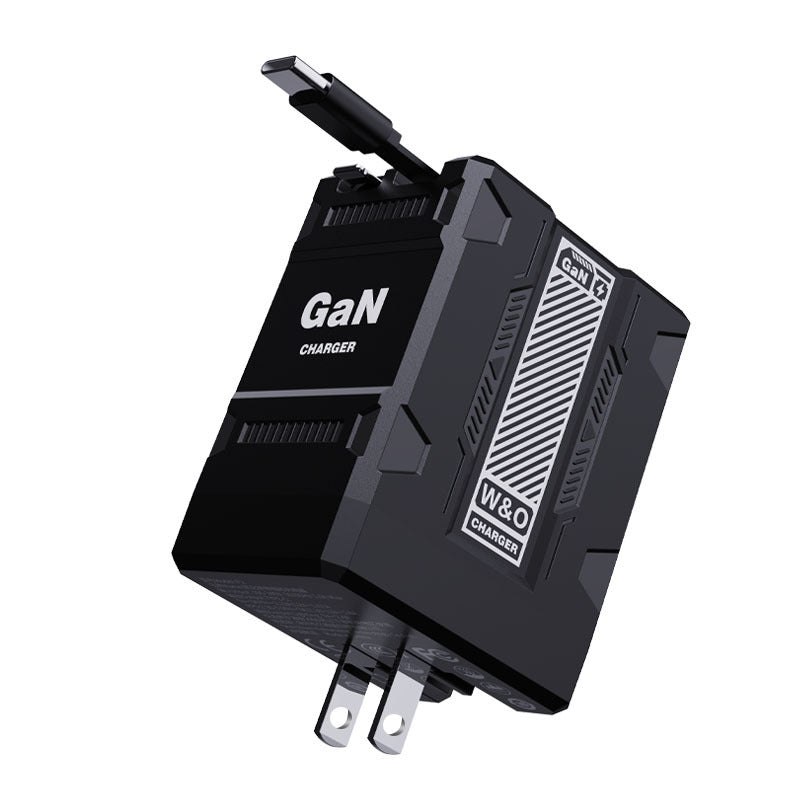 US-Spec Dual-Prong Retractable Cord Charger: All-Protocol Multi-Port Charger with Mecha-Style Design and GaN Technology