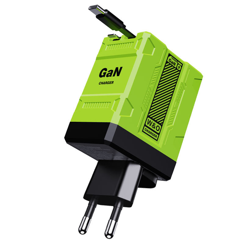 US-Spec Dual-Prong Retractable Cord Charger: All-Protocol Multi-Port Charger with Mecha-Style Design and GaN Technology