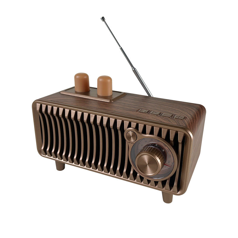 Cyboris Retro Wood-Grain Iridescent Radio Mini Card-Slot Wireless Bluetooth Speaker—Creative Gift Wholesale