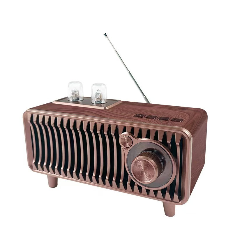 Cyboris Retro Wood-Grain Iridescent Radio Mini Card-Slot Wireless Bluetooth Speaker—Creative Gift Wholesale