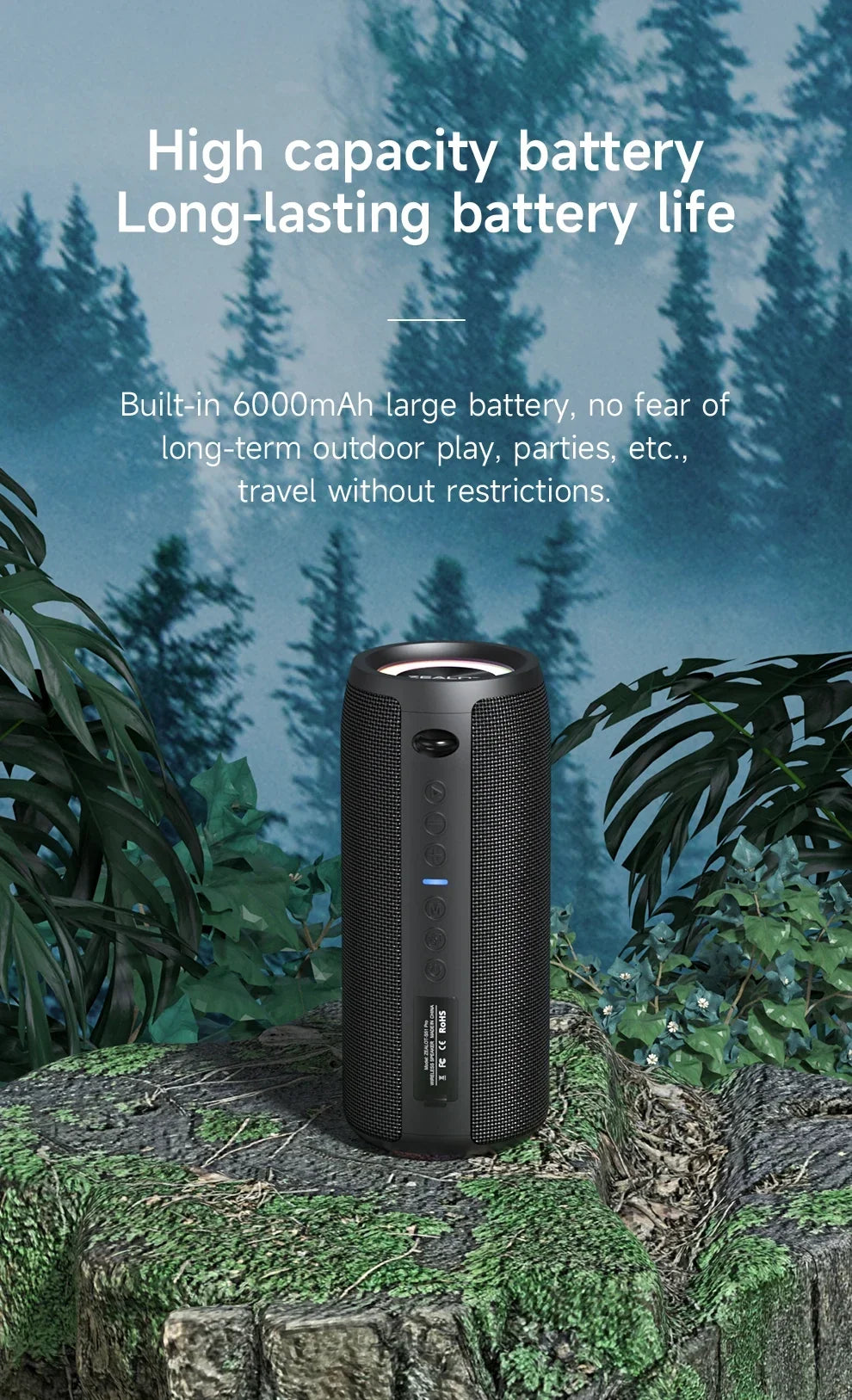ZEALOT-S51PRO 40W High-power Bluetooth Speaker 3D Stereo Bass Bluetooth Speaker Portable IPX5 Waterproof Suitable TWS Boom Box