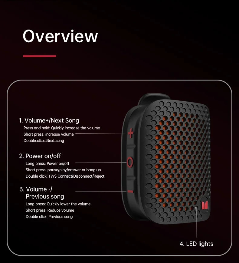 Monster M3 TWS Stereoscopic Wireless Touch Speaker Lightweight Bluetooth 5.4 Magnetic Clip Sports Music Player