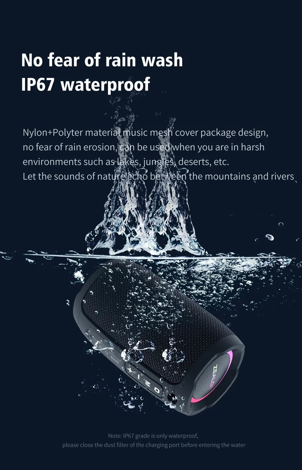 Zealot-S49 10W Portable Bluetooth Speaker Stereo Sound IPX7 Waterproof Wireless Bluetooth 5.2 Excellent Bass Performance